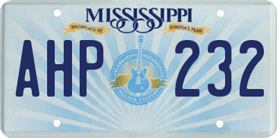 MS license plate AHP232