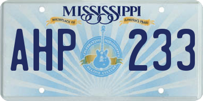 MS license plate AHP233