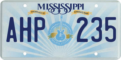 MS license plate AHP235