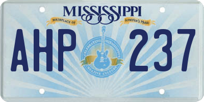 MS license plate AHP237