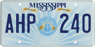 MS license plate AHP240