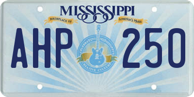 MS license plate AHP250