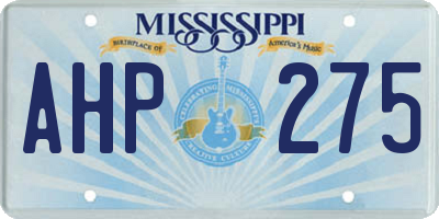 MS license plate AHP275