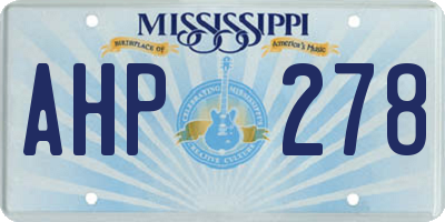 MS license plate AHP278
