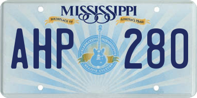 MS license plate AHP280