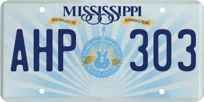 MS license plate AHP303