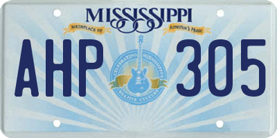MS license plate AHP305