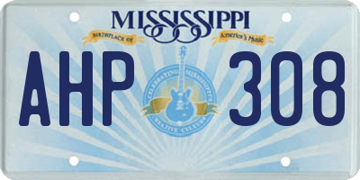 MS license plate AHP308