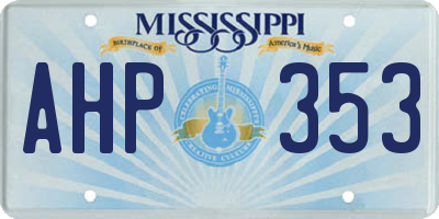 MS license plate AHP353