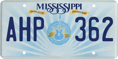 MS license plate AHP362