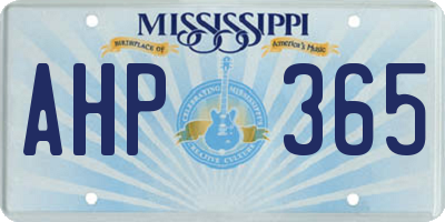 MS license plate AHP365