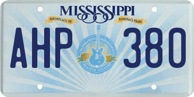 MS license plate AHP380