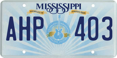 MS license plate AHP403