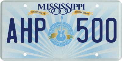 MS license plate AHP500