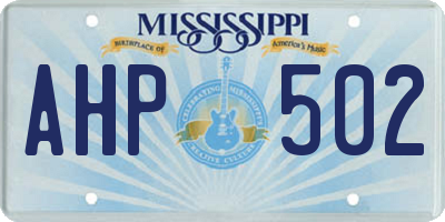 MS license plate AHP502