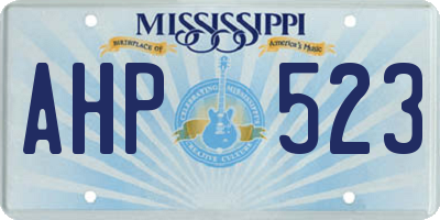 MS license plate AHP523