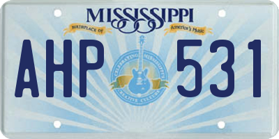 MS license plate AHP531