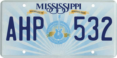 MS license plate AHP532