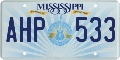 MS license plate AHP533
