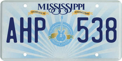 MS license plate AHP538