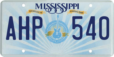 MS license plate AHP540