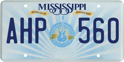 MS license plate AHP560