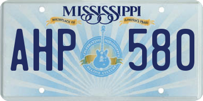 MS license plate AHP580