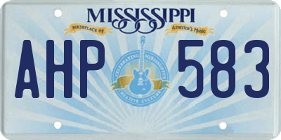 MS license plate AHP583