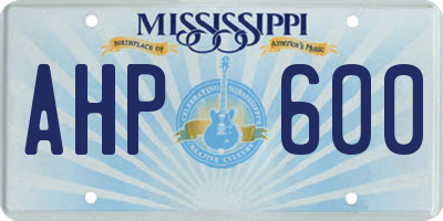 MS license plate AHP600