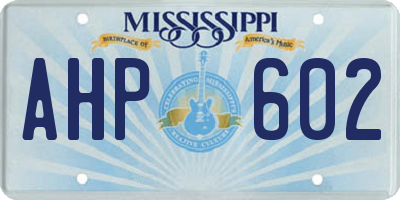 MS license plate AHP602