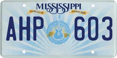 MS license plate AHP603
