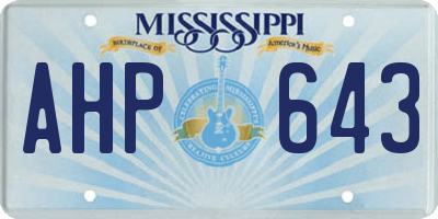 MS license plate AHP643