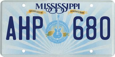 MS license plate AHP680