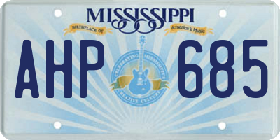 MS license plate AHP685