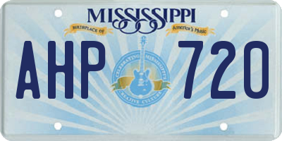 MS license plate AHP720