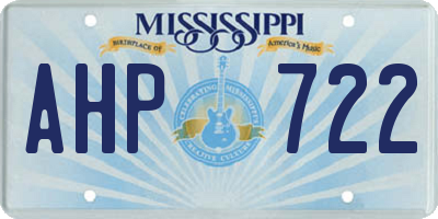 MS license plate AHP722