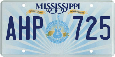 MS license plate AHP725