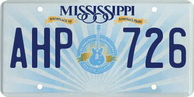 MS license plate AHP726