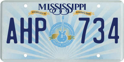 MS license plate AHP734