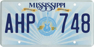 MS license plate AHP748