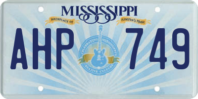 MS license plate AHP749