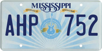 MS license plate AHP752
