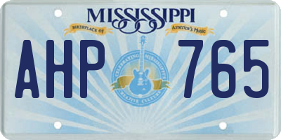 MS license plate AHP765
