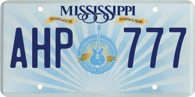 MS license plate AHP777