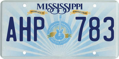 MS license plate AHP783