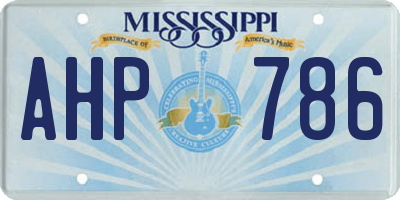MS license plate AHP786