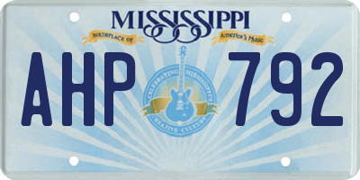 MS license plate AHP792