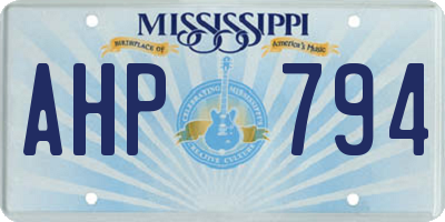 MS license plate AHP794