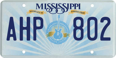 MS license plate AHP802