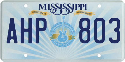 MS license plate AHP803